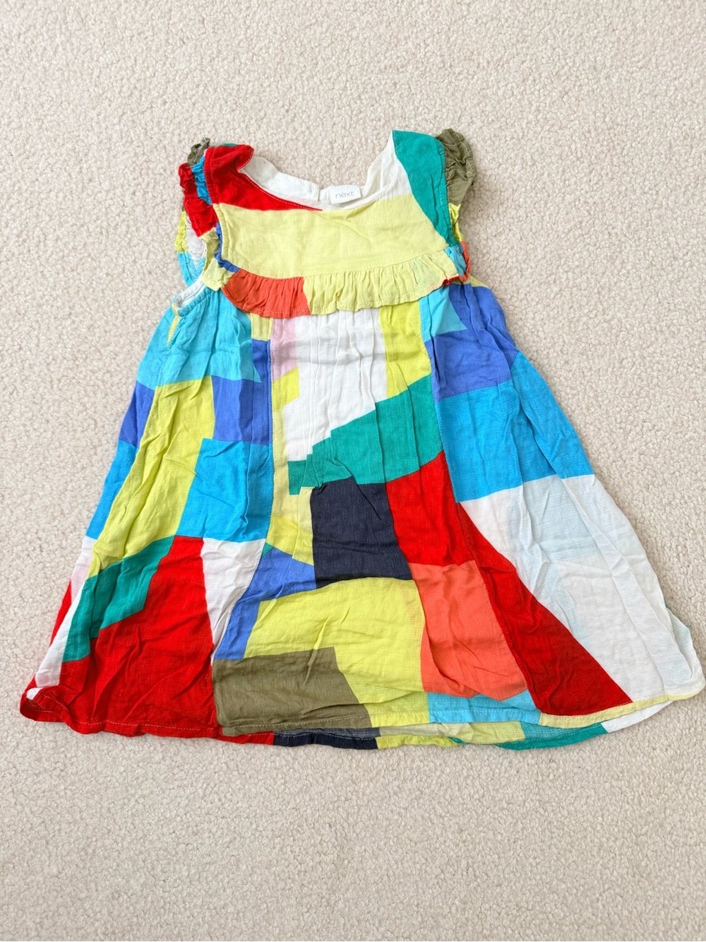 next Multicolor Patchwork Cotton Dress with Ruffle Yoke